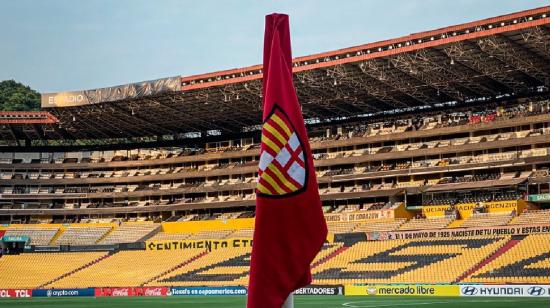 Banderín con el escudo de Barcelona.