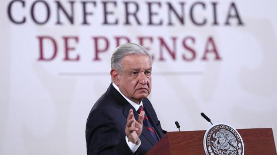 El presidente de México, Andrés Manuel Lopez Obrador, en su conferencia matutina en el Palacio de Gobierno, el 16 de abril de 2024.