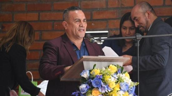 José Sánchez, alcalde de Camilo Ponce Enríquez, en un evento del 1 de febrero de 2024.