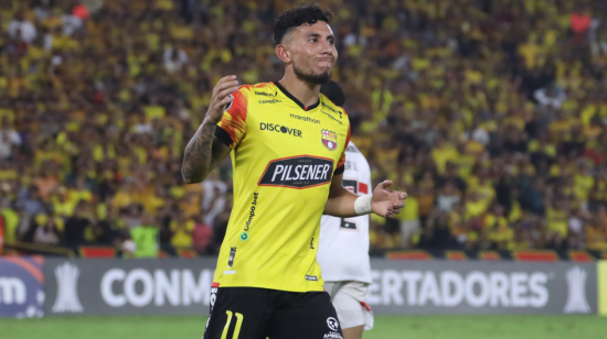 Joao Rojas, durante el partido ante Sao Paulo por la Copa Libertadores, en el estadio Banco Pichincha, el 26 de abril de 2024.