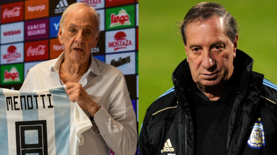 Imágenes de los argentinos César Luis Menotti y Carlos Bilardo.