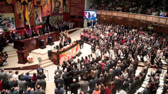 El presidente Lenín Moreno en la Asamblea Nacional, en la presentación del Informe a la Nación, el 24 de mayo de 2019.