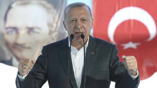 El presidente turco Tayyip Erdogan pronunciando un discurso, Turquía.