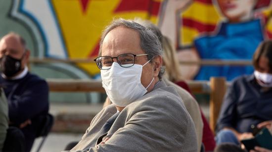 El expresidente de la Generalitat, Quim Torra, durante el acto de conmemoración del tercer aniversario del referéndum unilateral del 1-O.