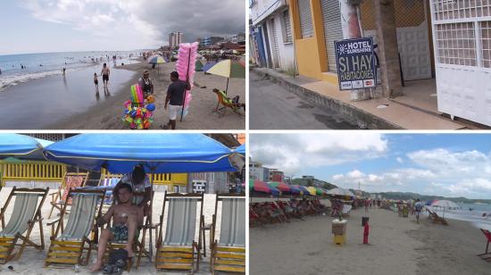 Poco turismo en las playas de Esmeraldas el viernes 28 de julio de 2023.