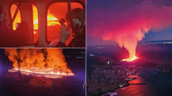 Una erupción volcánica en la península de Reykjanes, a 3 km al norte de Grindavik, al oeste de Islandia, el 19 de diciembre de 2023.