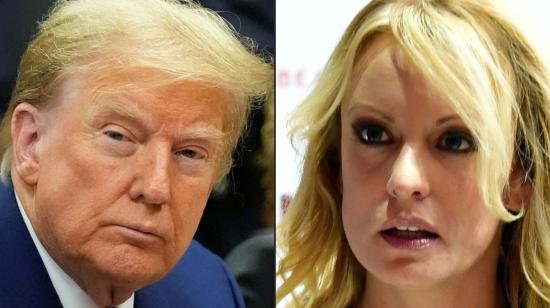 Composición fotográfica del expresidente Donald Trump, junto a la exactriz, Stormy Daniels, en abril de 2024.