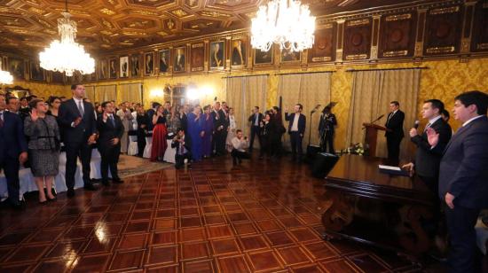 El presidente Daniel Noboa en la posesión del gabinete ministerial, el 23 de noviembre 2023.