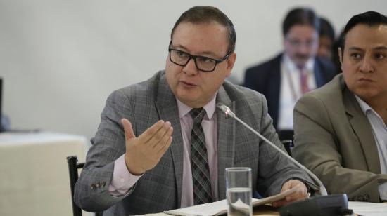 Juan Zapata, exministro del Interior, en una comparecencia en la Asamblea en febrero de 2023.