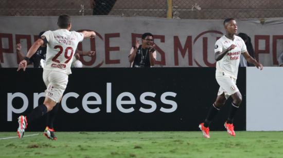 Andy Polo celebra un gol ante Junior, por Copa Libertadores, el pasado 7 de mayo de 2024.