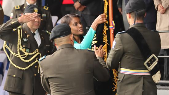 Diana Salazar, fiscal General del Estado, durante el aniversario del GOE, el 27 de marzo de 2024, en Quito.