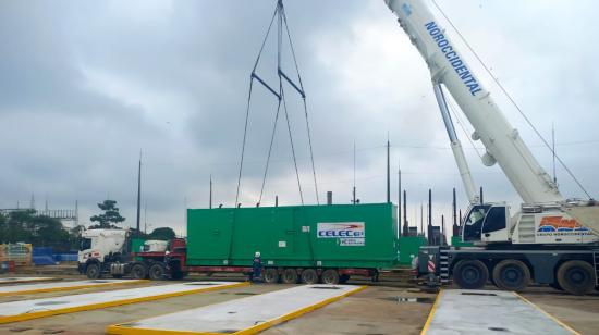 Vista frontal de la central termoeléctrica de Quevedo, donde se instalarán los nuevos motores de generación eléctrica, 20 de mayo de 2024.