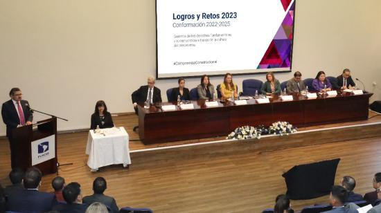 Los jueces de la Corte Constitucional en un evento el 14 de marzo de 2024.