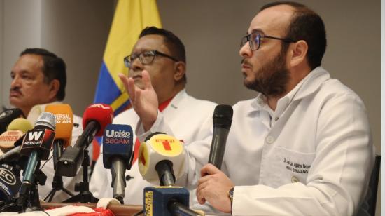 José Luis Aguirre, de la Federación de Profesionales de Salud Rural, en rueda de prensa del 23 de mayo de 2024.