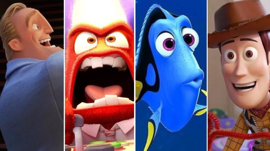 Escenas de películas de Pixar: 'Los Increíbles 2', 'Intensamente', 'Buscabdo a Dory' y 'Toy Story 4'.