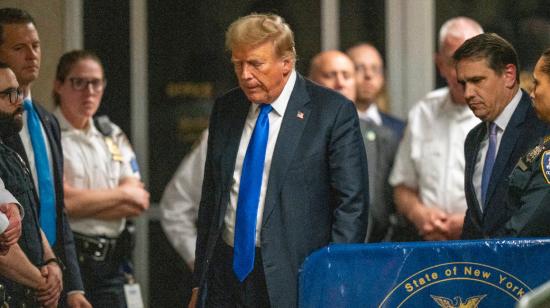 El ex presidente estadounidense y candidato presidencial republicano Donald Trump habló con la prensa después de ser condenado en su juicio penal en el Tribunal Penal de Manhattan en la ciudad de Nueva York, el 30 de mayo de 2024.