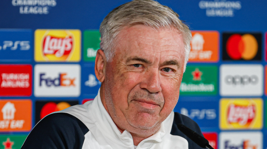 Carlo Ancelotti, DT del Real Madrid, durante una rueda de prensa en Londres, el 31 de mayo de 2024.