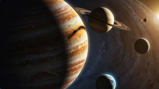 Ilustración de planetas en el espacio.