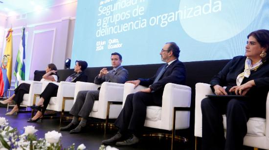 El presidente Daniel Noboa Azin asistió al Encuentro sobre seguridad y construcción de una cultura de la legalidad, en Quito, el 3 de junio de 2024.