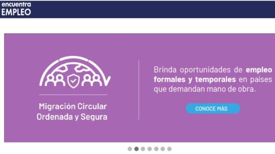 Imagen referencial. Pantallazo del portal de empleo con información sobre migración circular en Ecuador, el 5 de mayo de 2024.