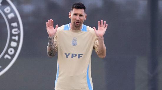 Lionel Messi, durante un entrenamiento con la selección de Argentina, el 5 de junio de 2024.