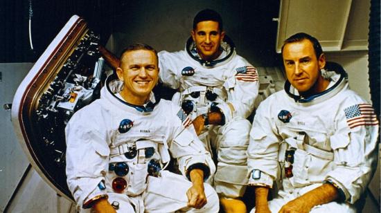 Frank Borman, James Lovell y William Anders, la tripulación del Apolo 8.