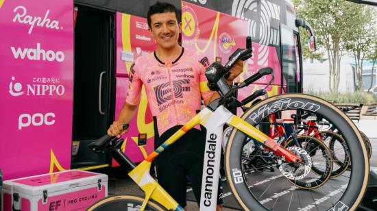 Richard Carapaz, previo a comenzar la Etapa 1 del Tour de Suiza, el 9 de junio de 2024.