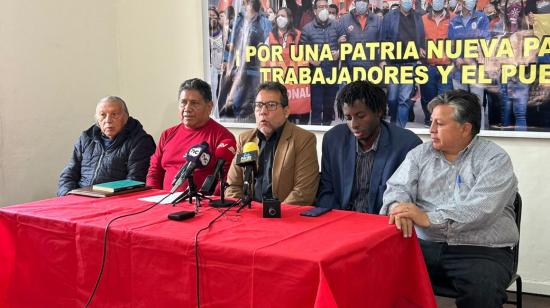 Integrantes del Frente Popular reunidos en Quito anunciaron marchas contra el Gobierno, el 10 de junio de 2024.