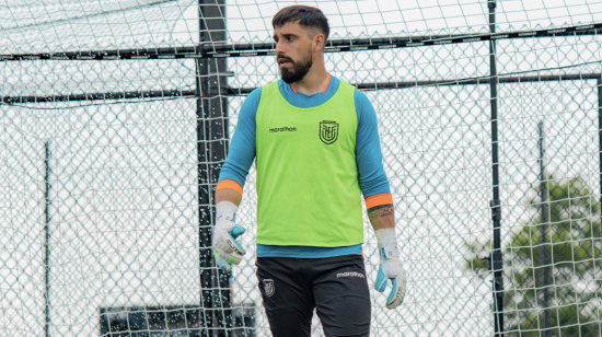 Hernán Galíndez, durante un entrenamiento con la Selección Ecuador, en Estados Unidos, el 7 de junio de 2024.