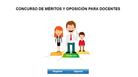 Imagen de la plataforma del Ministerio de Educación para ingreso de profesores al Magisterio.