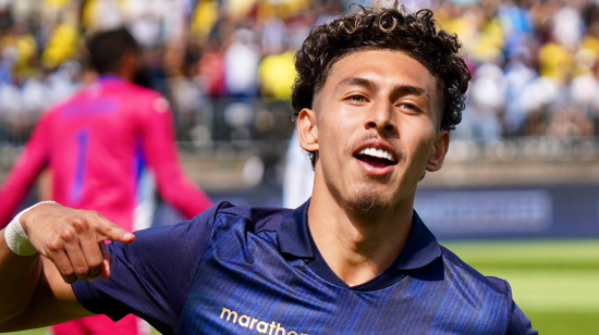 Jeremy Sarmiento festeja un gol con Ecuador ante Honduras, en Estados Unidos, el 16 de junio de 2024.