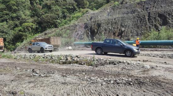 Parte de la tubería del OCP en la zona de El Chaco, afectada por la erosión del río Coca. 