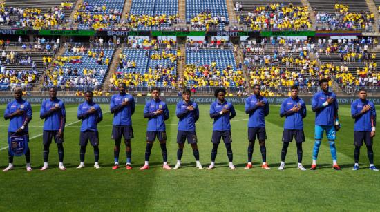 Los jugadores de Ecuador previo al partido amistoso ante Honduras, el domingo 16 de junio de 2024.