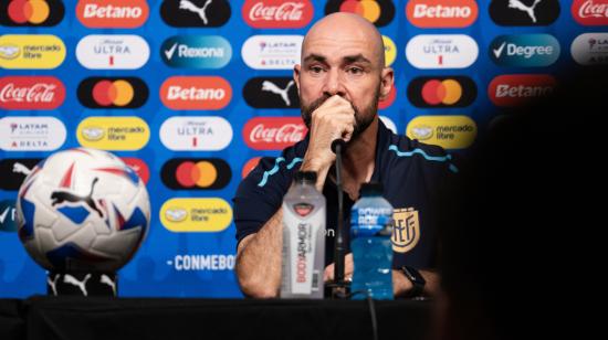 Félix Sánchez Bas, técnico de Ecuador, durante rueda de prensa este 21 de junio de 2024.