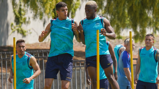 Piero Hincapié y Enner Valencia, durante un entrenamiento en Santa Clara, el 21 de junio de 2024.