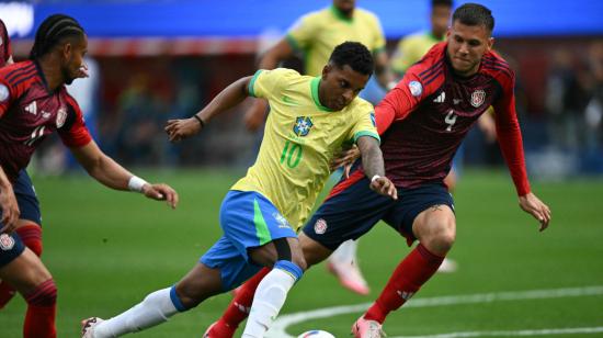 Rodrygo, durante el partido de Brasil ante Costa Rica por la Copa América, el 24 de junio de 2024.