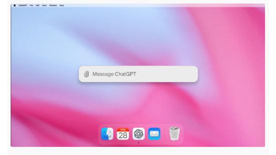 Captura de un video referencial en el que la app de ChatGPT se ejecuta en una computadora con macOS.