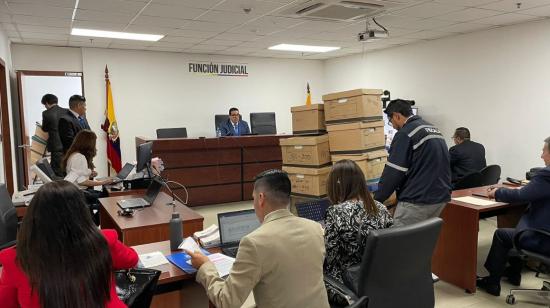 La sala en la que se desarrollará la audiencia preparatoria de juicio del caso Encuentro, el 26 de junio de 2024.