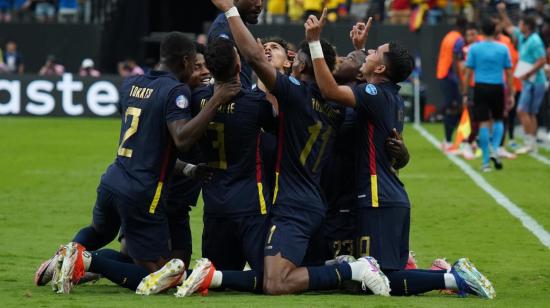 Los jugadores de Ecuador, durante el partido ante Jamaica, el 26 de junio de 2024.
