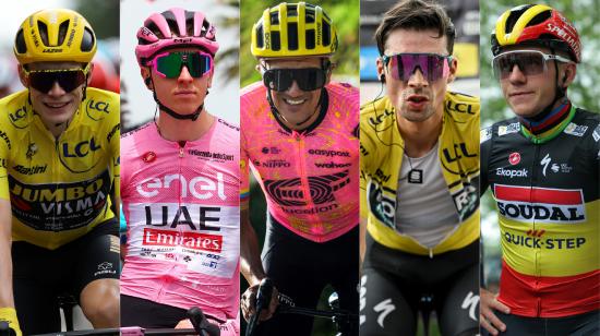 Jonas Vingegaard, Tadej Pogacar, Richard Carapaz, Primoz Roglic y Remco Evenepoel, los candidatos a pelear el título en el Tour de Francia 2024.