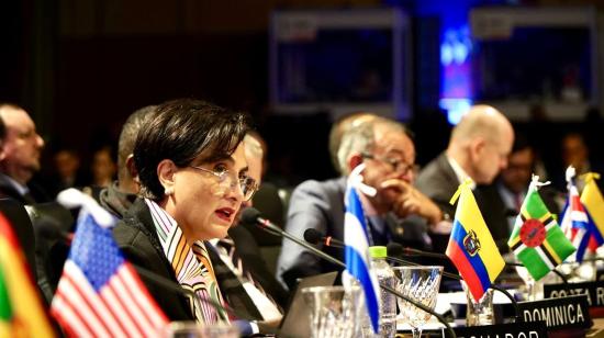 La canciller Gabriela Sommerfeld acudió este 27 de junio a la sesión de la OEA.