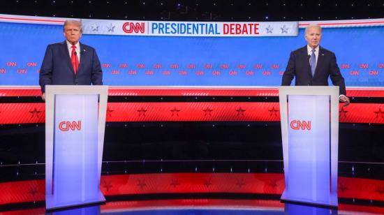 Donald Trump y Joe Biden en debate presidencial en Estados Unidos, este 27 de junio de 2024.