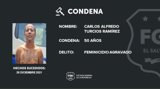 Ficha policial del hombre condenado a 50 años por asesinar a una joven en El Salvador, 28 de junio de 2024.