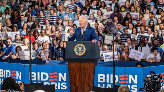 El presidente y candidato a la reelección, Joe Biden, durante un mitin en Carolina del Norte, 28 de junio de 2024.