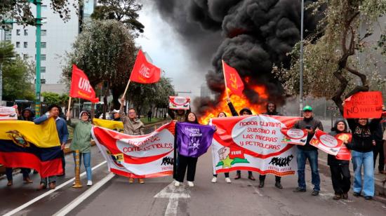 La UNE realiza protestas en Quito este 2 de julio de 2024.
