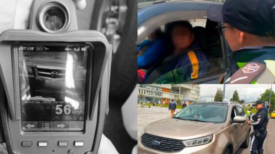 Agentes de tránsito realizan controles de velocidad con radares de mano en Quito.