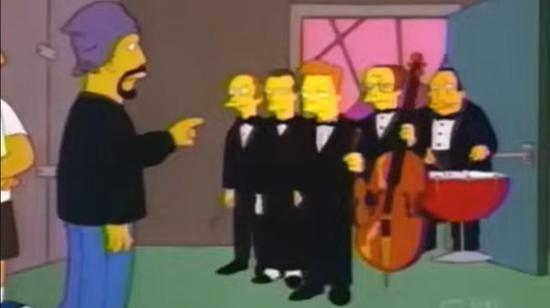 Imagen referencial del episodio de Los Simpson, donde se unen el grupo Cypress Hill y la orquesta de Londres.