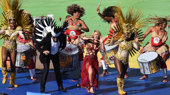 Shakira durante su presentación del Mundial 2014, 13 de julio de 2014.