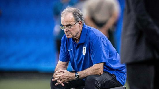 Marcelo Bielsa, durante el partido entre Colombia y Uruguay el 10 de julio de 2024.