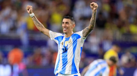 Ángel Di María celebrando la victoria de Argentina en la Copa América, 14 de julio de 2024.